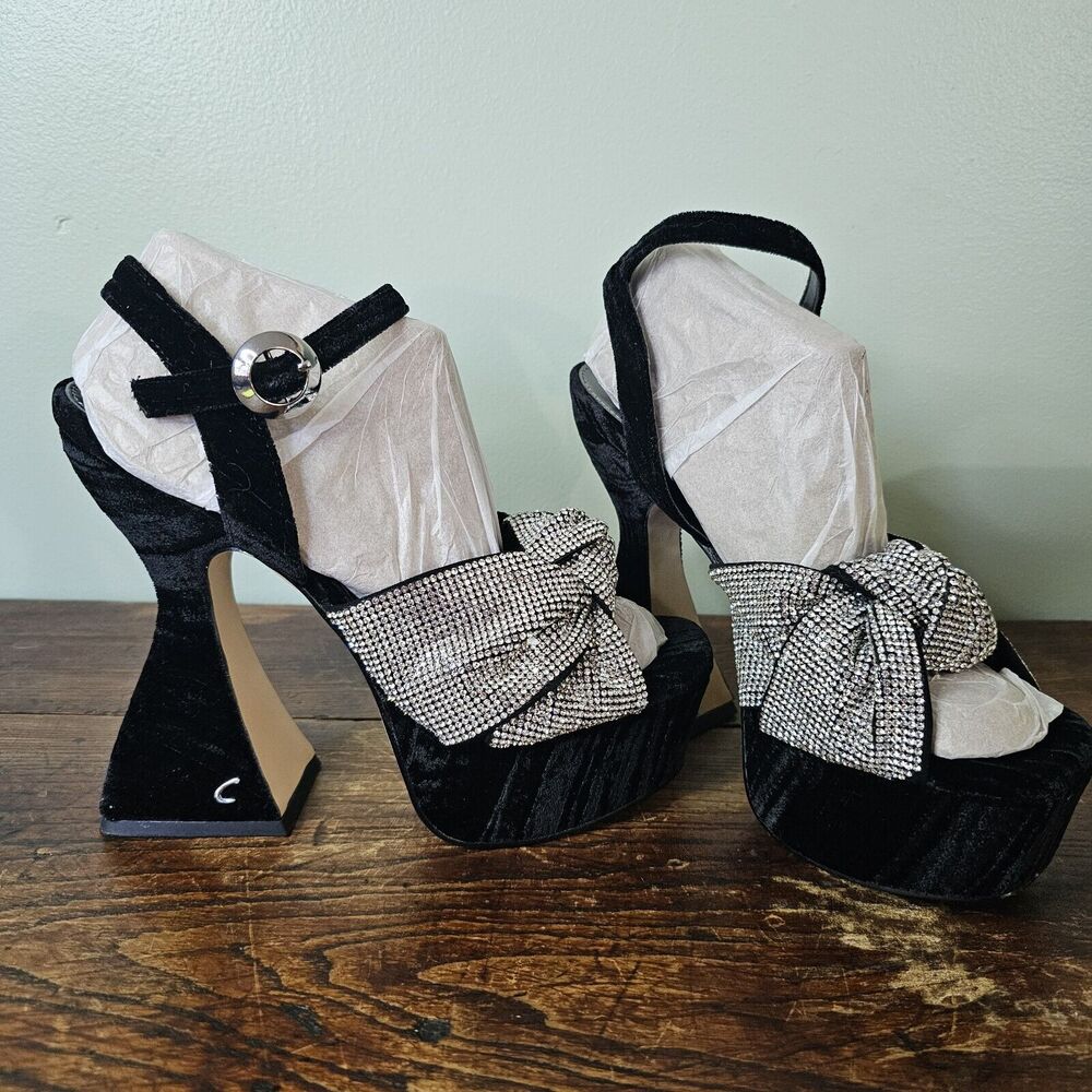Circus by Sam Edelaman Audrea Jewel Black‎ Velvet Women's Pumps NW/OB 7M